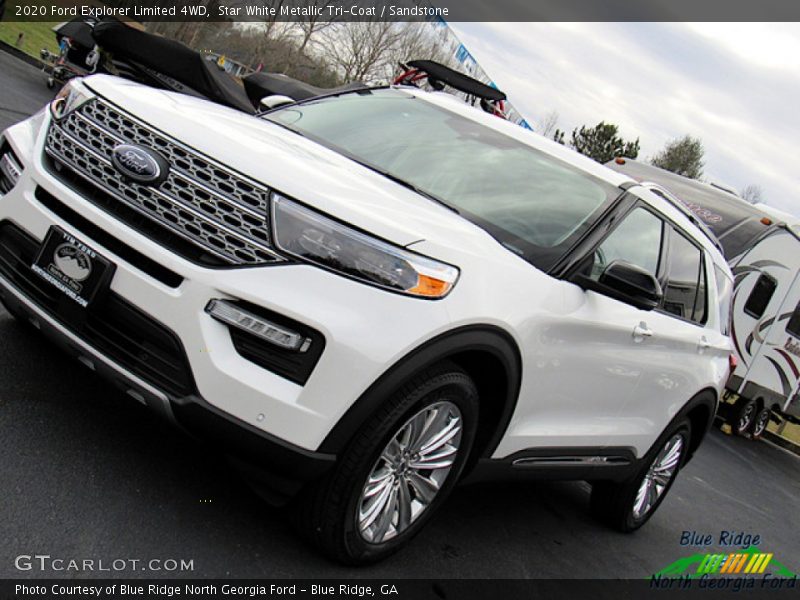 Star White Metallic Tri-Coat / Sandstone 2020 Ford Explorer Limited 4WD