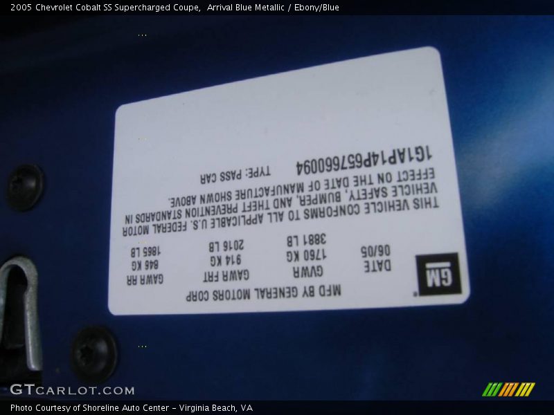 Arrival Blue Metallic / Ebony/Blue 2005 Chevrolet Cobalt SS Supercharged Coupe