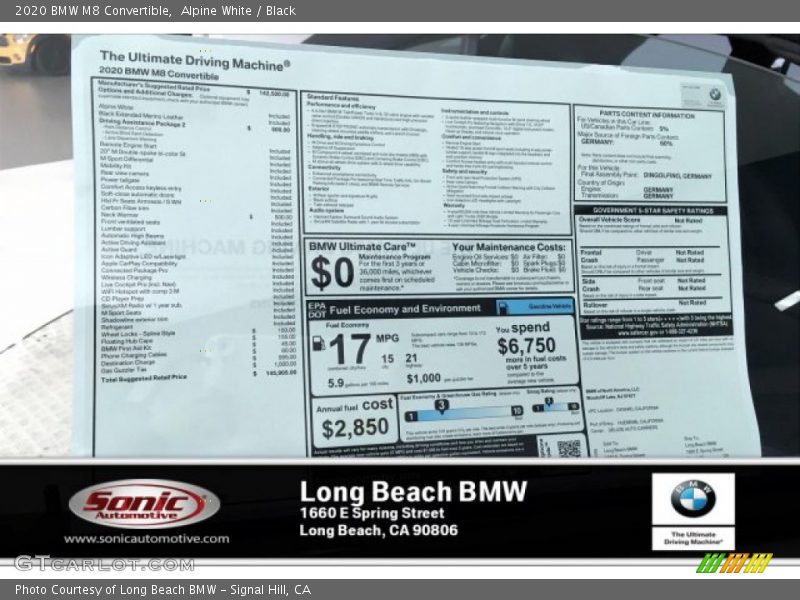 Alpine White / Black 2020 BMW M8 Convertible