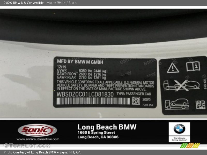 Alpine White / Black 2020 BMW M8 Convertible