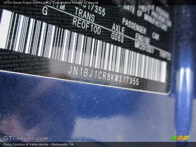 Caspian Blue Metallic / Charcoal 2019 Nissan Rogue Sport S AWD