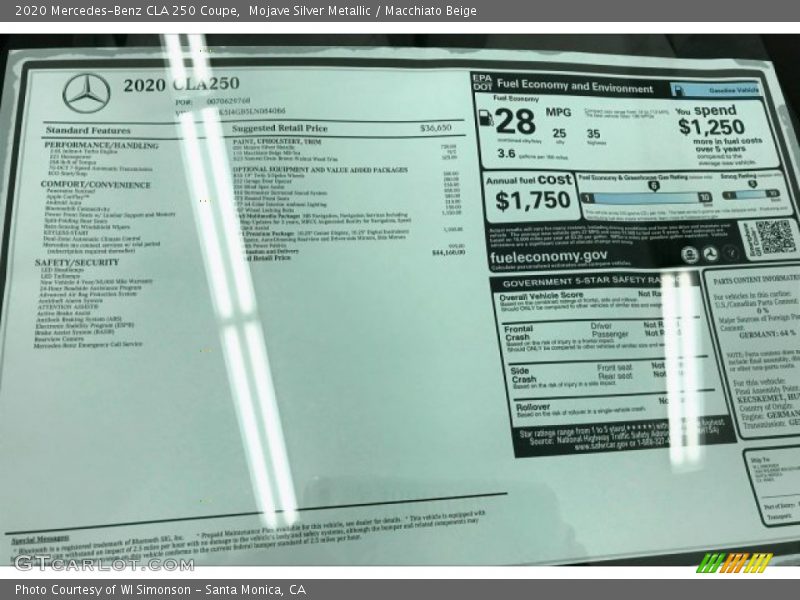 Mojave Silver Metallic / Macchiato Beige 2020 Mercedes-Benz CLA 250 Coupe