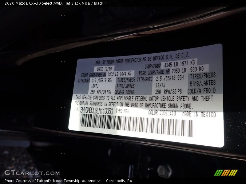 Jet Black Mica / Black 2020 Mazda CX-30 Select AWD