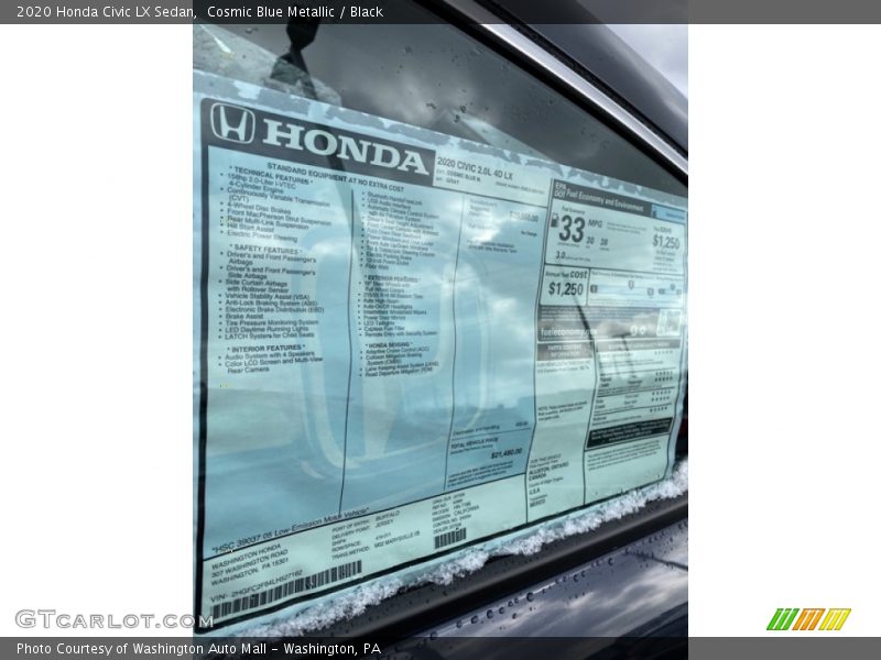 Cosmic Blue Metallic / Black 2020 Honda Civic LX Sedan