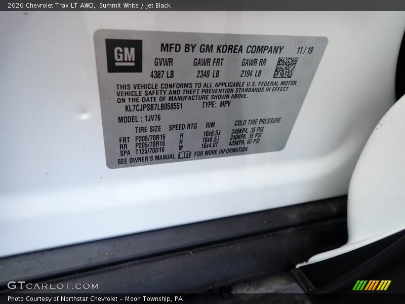 Summit White / Jet Black 2020 Chevrolet Trax LT AWD