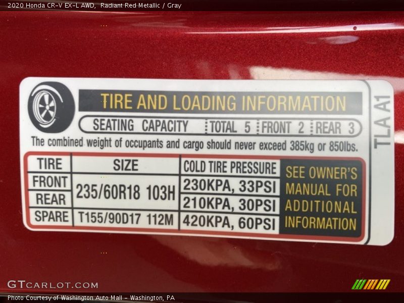 Radiant Red Metallic / Gray 2020 Honda CR-V EX-L AWD