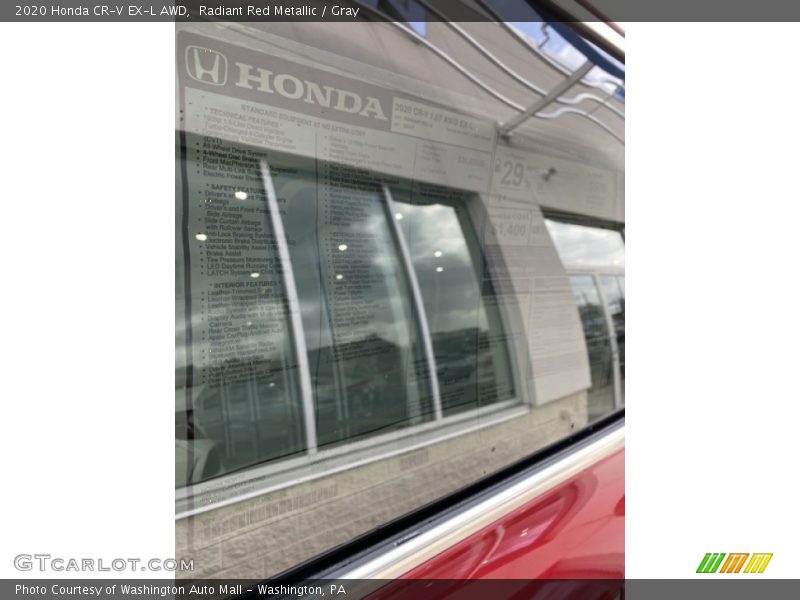 Radiant Red Metallic / Gray 2020 Honda CR-V EX-L AWD