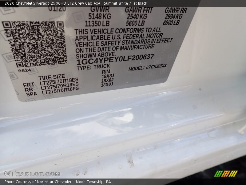 Summit White / Jet Black 2020 Chevrolet Silverado 2500HD LTZ Crew Cab 4x4