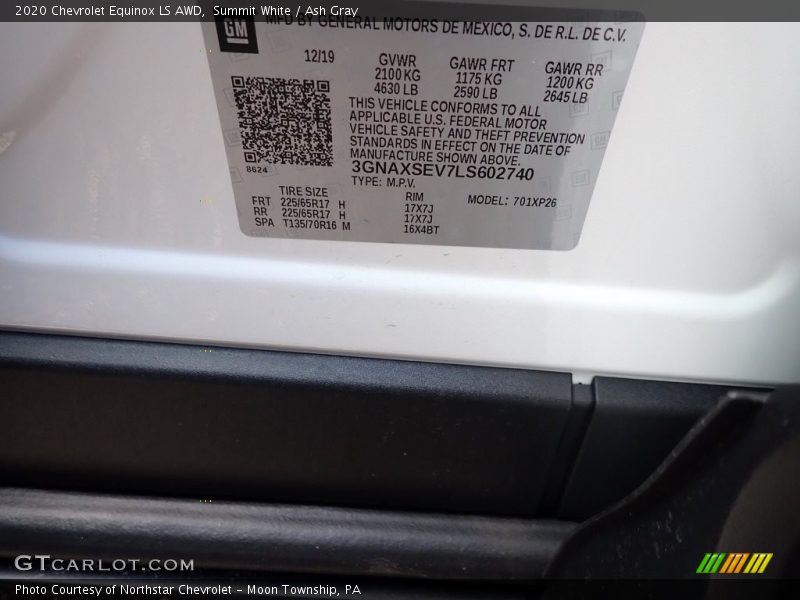 Summit White / Ash Gray 2020 Chevrolet Equinox LS AWD