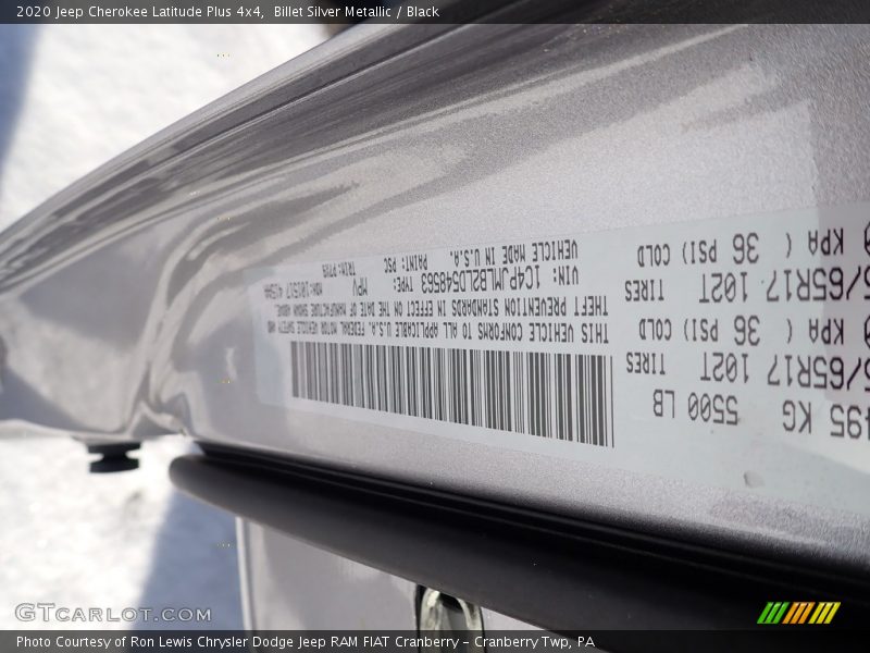 Billet Silver Metallic / Black 2020 Jeep Cherokee Latitude Plus 4x4