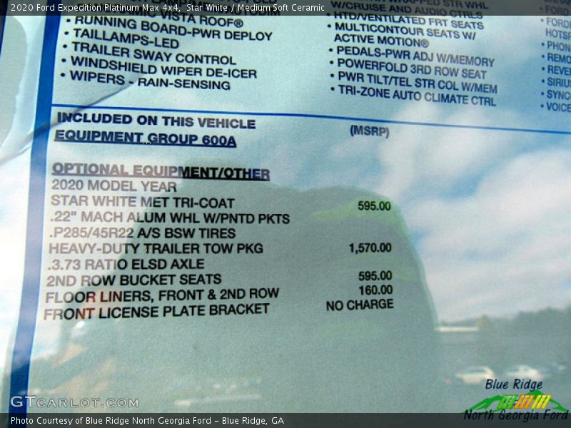 Star White / Medium Soft Ceramic 2020 Ford Expedition Platinum Max 4x4