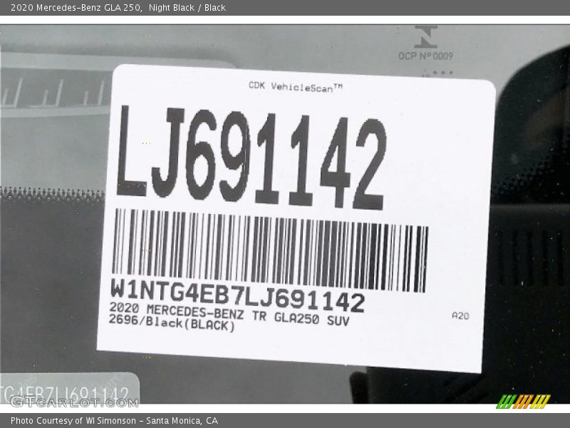 Night Black / Black 2020 Mercedes-Benz GLA 250