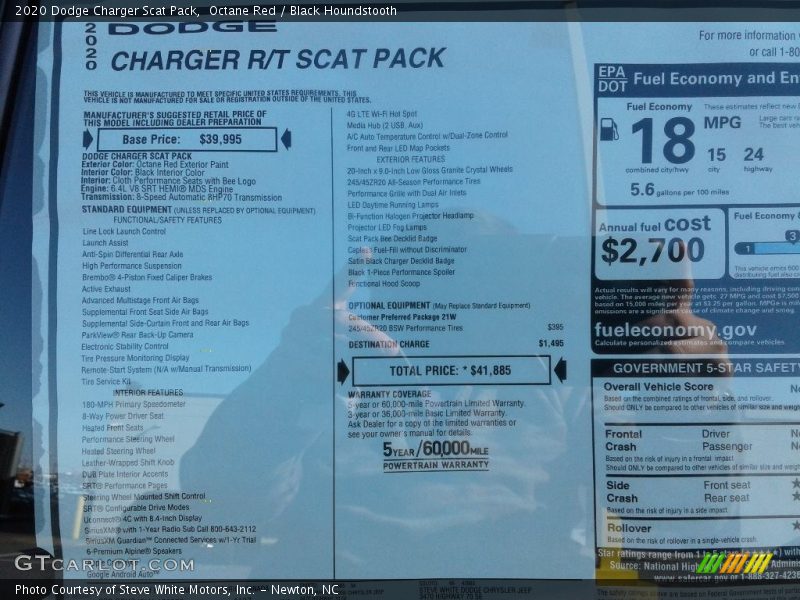 Octane Red / Black Houndstooth 2020 Dodge Charger Scat Pack