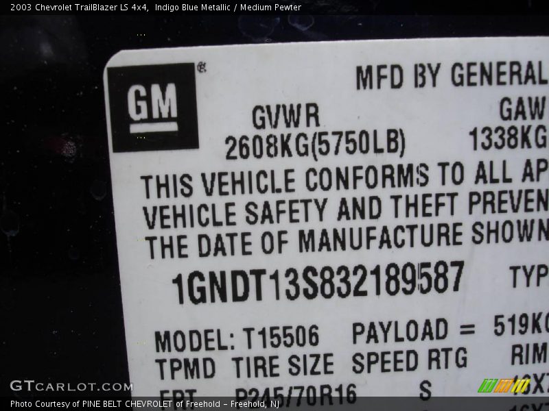 Indigo Blue Metallic / Medium Pewter 2003 Chevrolet TrailBlazer LS 4x4