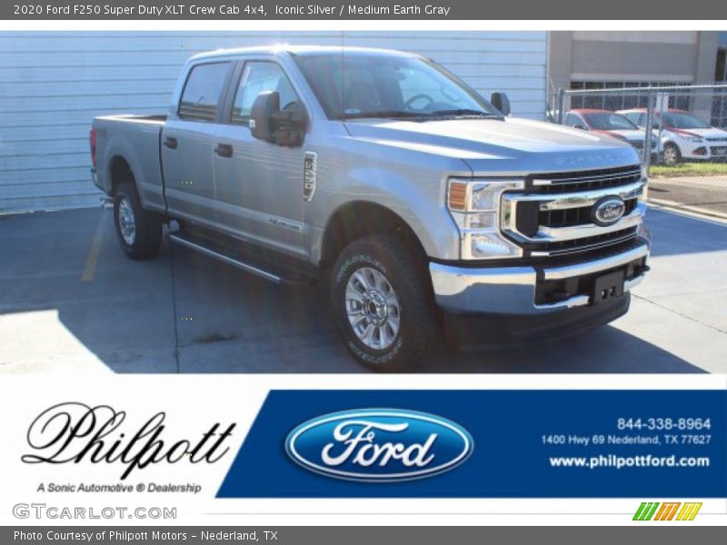 Iconic Silver / Medium Earth Gray 2020 Ford F250 Super Duty XLT Crew Cab 4x4