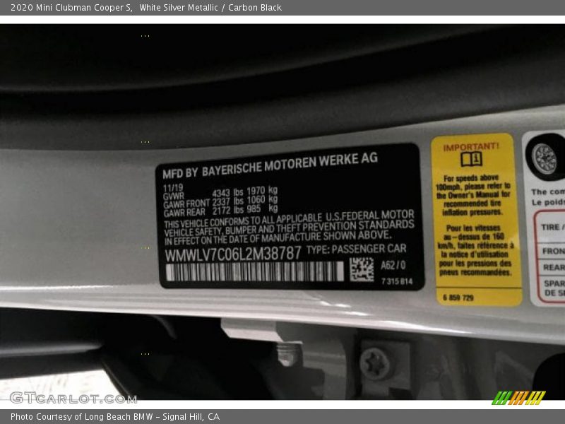 White Silver Metallic / Carbon Black 2020 Mini Clubman Cooper S