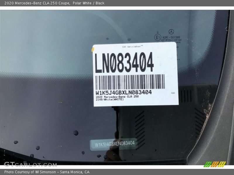 Polar White / Black 2020 Mercedes-Benz CLA 250 Coupe