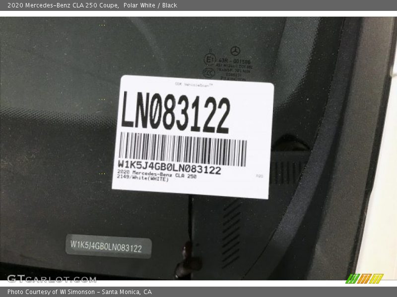 Polar White / Black 2020 Mercedes-Benz CLA 250 Coupe