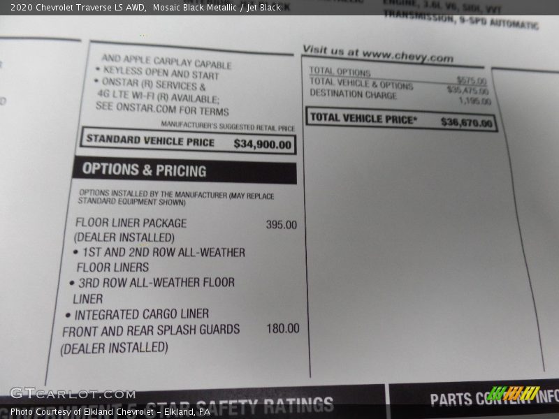 Mosaic Black Metallic / Jet Black 2020 Chevrolet Traverse LS AWD