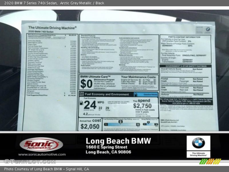 Arctic Grey Metallic / Black 2020 BMW 7 Series 740i Sedan