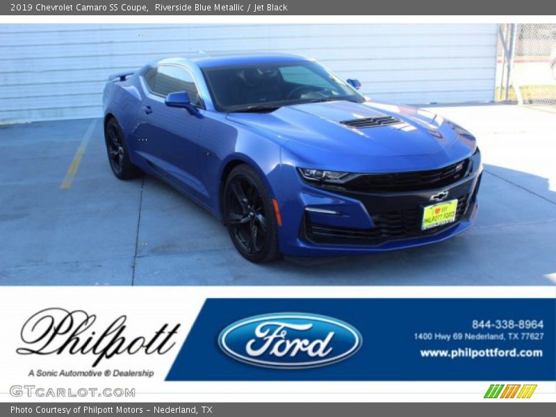 Riverside Blue Metallic / Jet Black 2019 Chevrolet Camaro SS Coupe