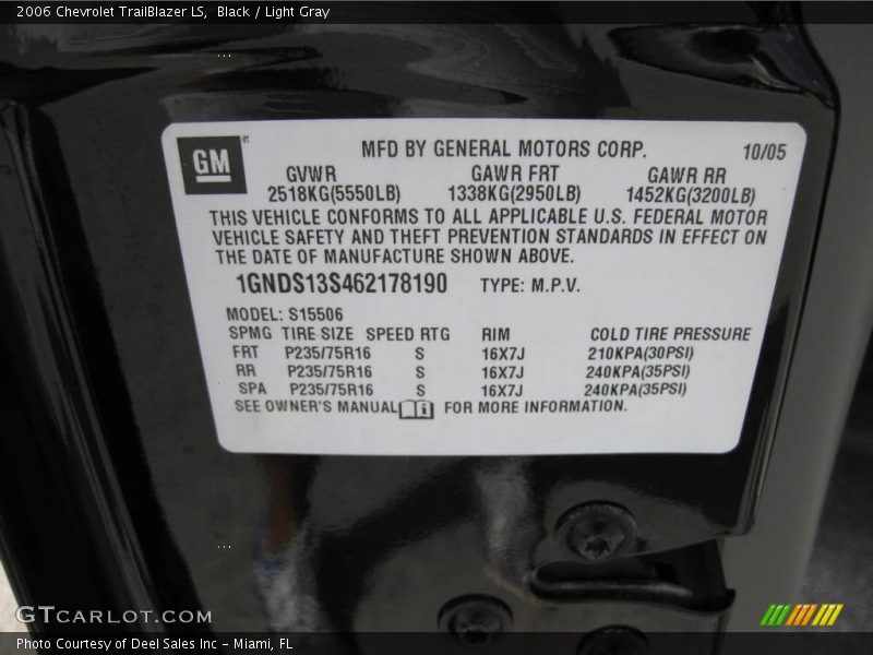 Black / Light Gray 2006 Chevrolet TrailBlazer LS