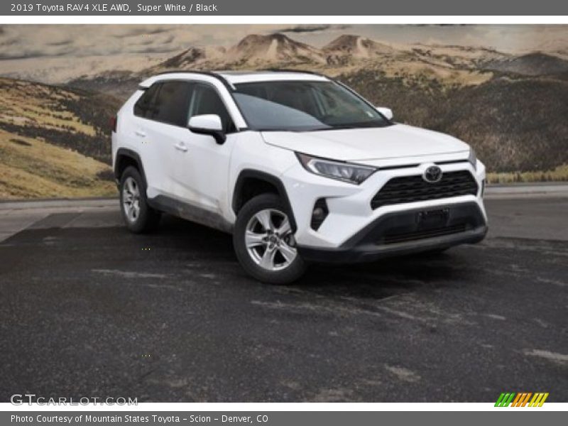 Super White / Black 2019 Toyota RAV4 XLE AWD