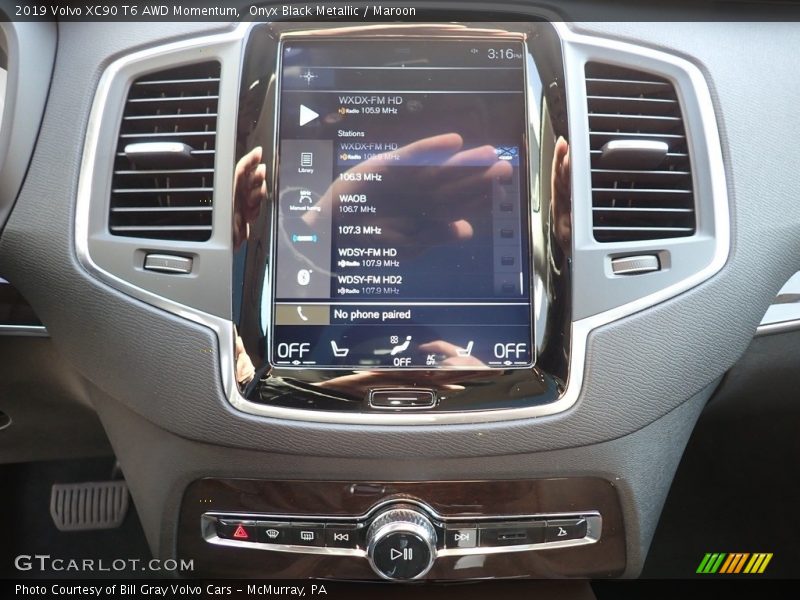 Onyx Black Metallic / Maroon 2019 Volvo XC90 T6 AWD Momentum