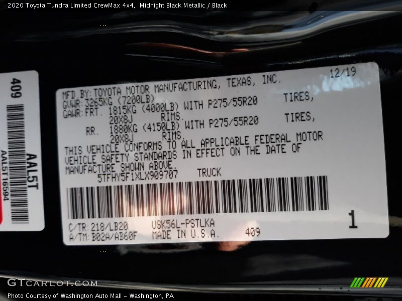 Midnight Black Metallic / Black 2020 Toyota Tundra Limited CrewMax 4x4