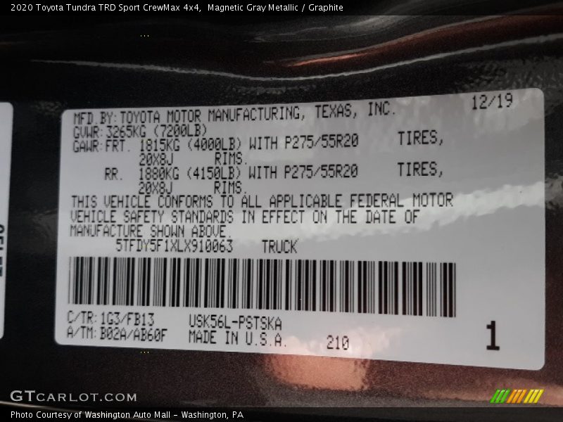 Magnetic Gray Metallic / Graphite 2020 Toyota Tundra TRD Sport CrewMax 4x4