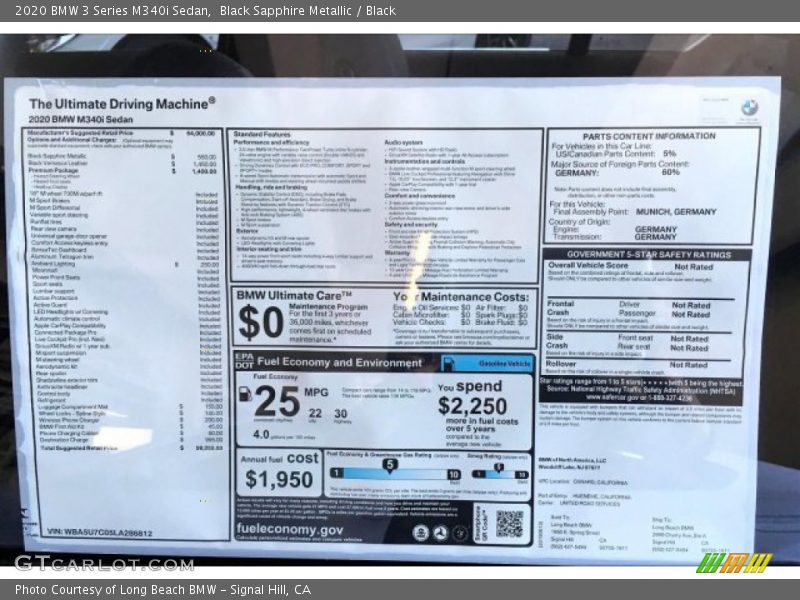 Black Sapphire Metallic / Black 2020 BMW 3 Series M340i Sedan