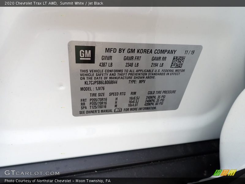 Summit White / Jet Black 2020 Chevrolet Trax LT AWD