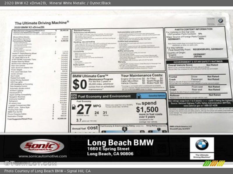 Mineral White Metallic / Oyster/Black 2020 BMW X2 xDrive28i