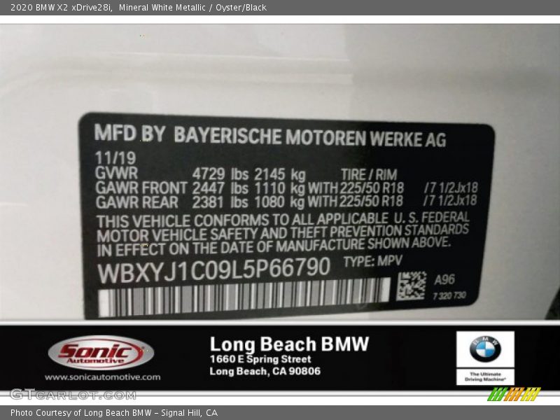 Mineral White Metallic / Oyster/Black 2020 BMW X2 xDrive28i
