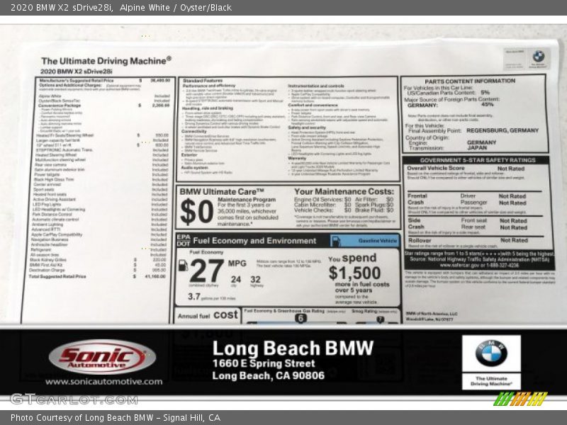 Alpine White / Oyster/Black 2020 BMW X2 sDrive28i