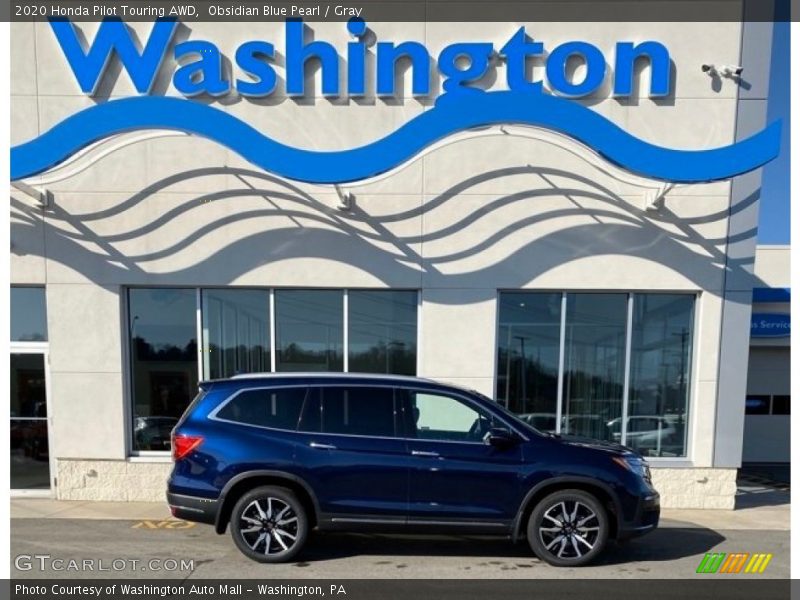 Obsidian Blue Pearl / Gray 2020 Honda Pilot Touring AWD