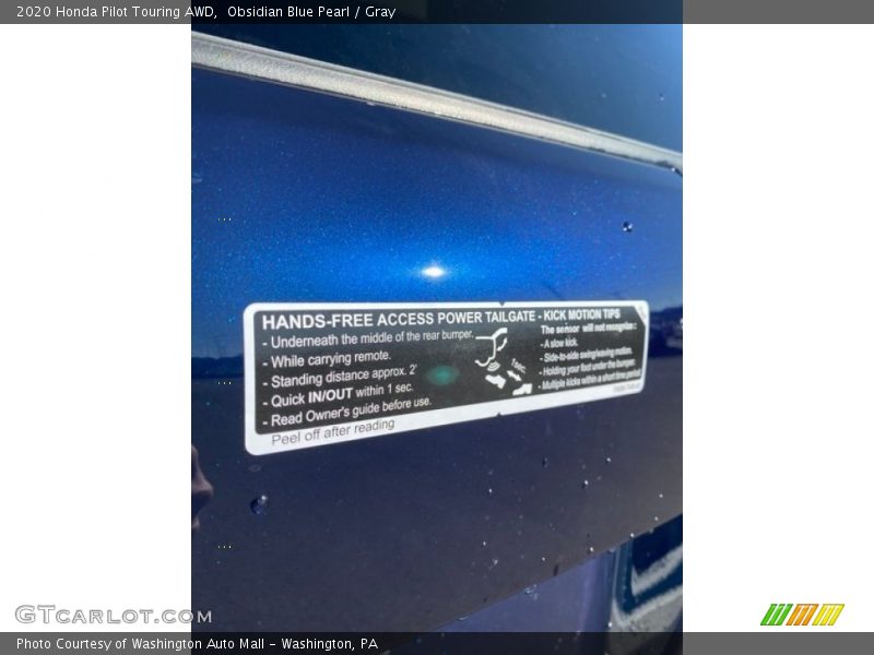 Obsidian Blue Pearl / Gray 2020 Honda Pilot Touring AWD