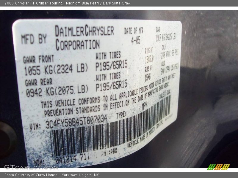 Midnight Blue Pearl / Dark Slate Gray 2005 Chrysler PT Cruiser Touring