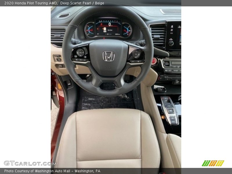Deep Scarlet Pearl / Beige 2020 Honda Pilot Touring AWD