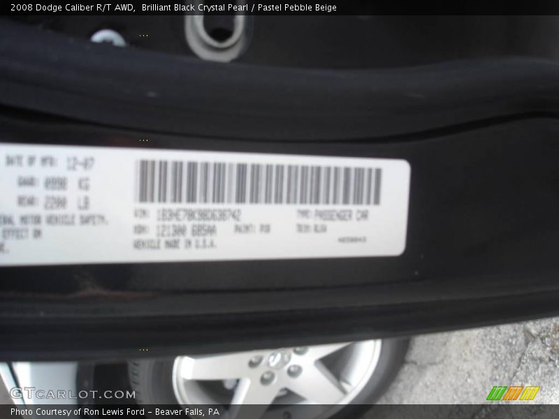 Brilliant Black Crystal Pearl / Pastel Pebble Beige 2008 Dodge Caliber R/T AWD