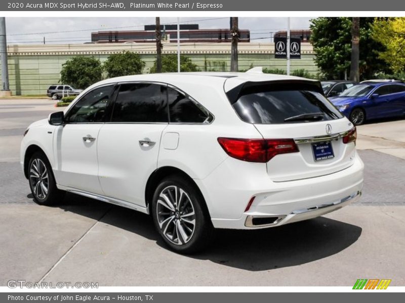 Platinum White Pearl / Espresso 2020 Acura MDX Sport Hybrid SH-AWD