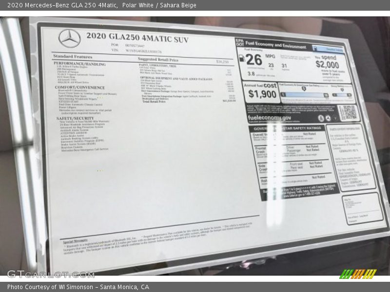 Polar White / Sahara Beige 2020 Mercedes-Benz GLA 250 4Matic