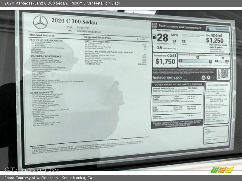 Iridium Silver Metallic / Black 2020 Mercedes-Benz C 300 Sedan