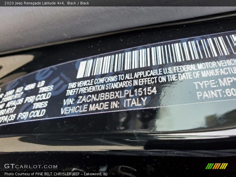 Black / Black 2020 Jeep Renegade Latitude 4x4