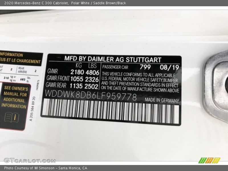Polar White / Saddle Brown/Black 2020 Mercedes-Benz C 300 Cabriolet