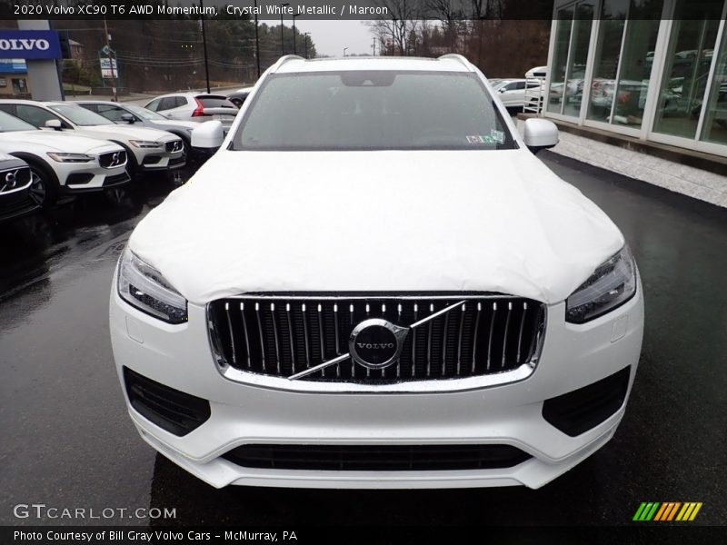 Crystal White Metallic / Maroon 2020 Volvo XC90 T6 AWD Momentum