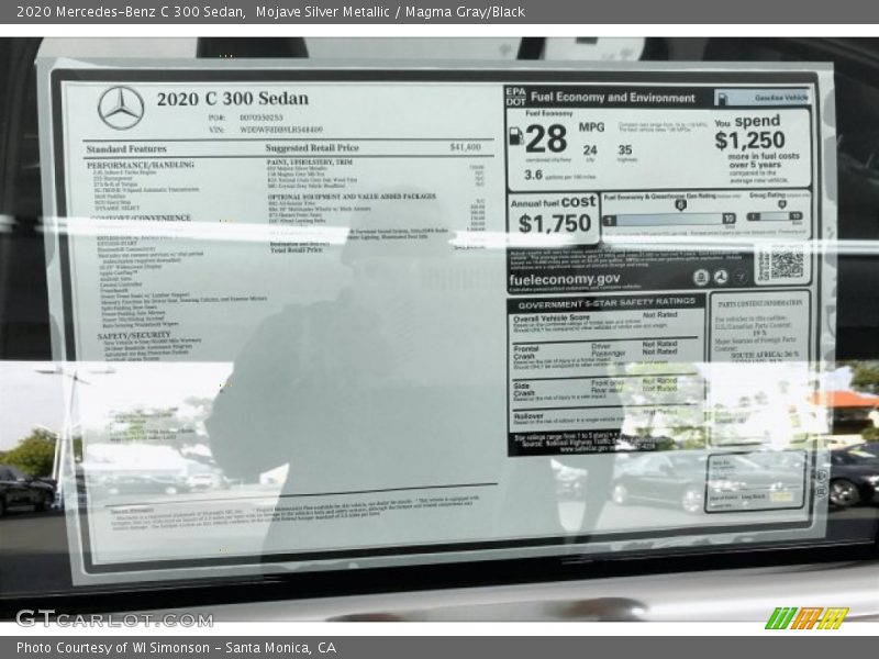  2020 C 300 Sedan Window Sticker