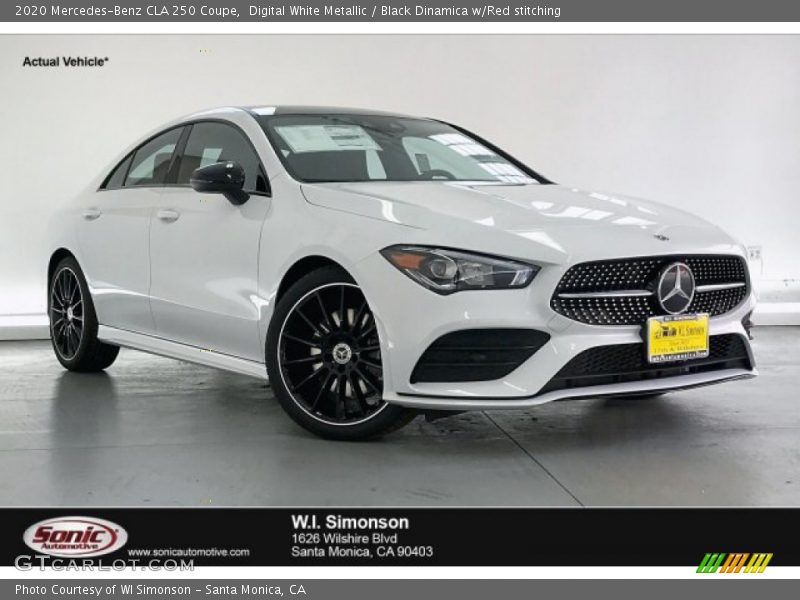 Digital White Metallic / Black Dinamica w/Red stitching 2020 Mercedes-Benz CLA 250 Coupe