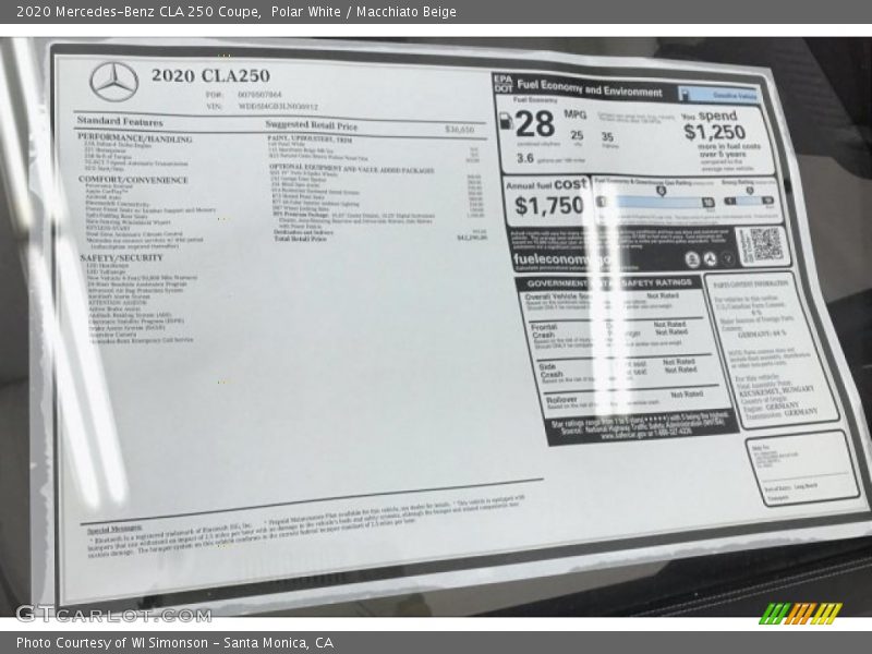 Polar White / Macchiato Beige 2020 Mercedes-Benz CLA 250 Coupe