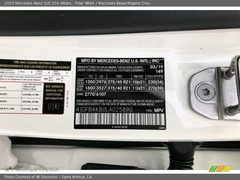 Polar White / Macchiato Beige/Magma Grey 2020 Mercedes-Benz GLE 350 4Matic